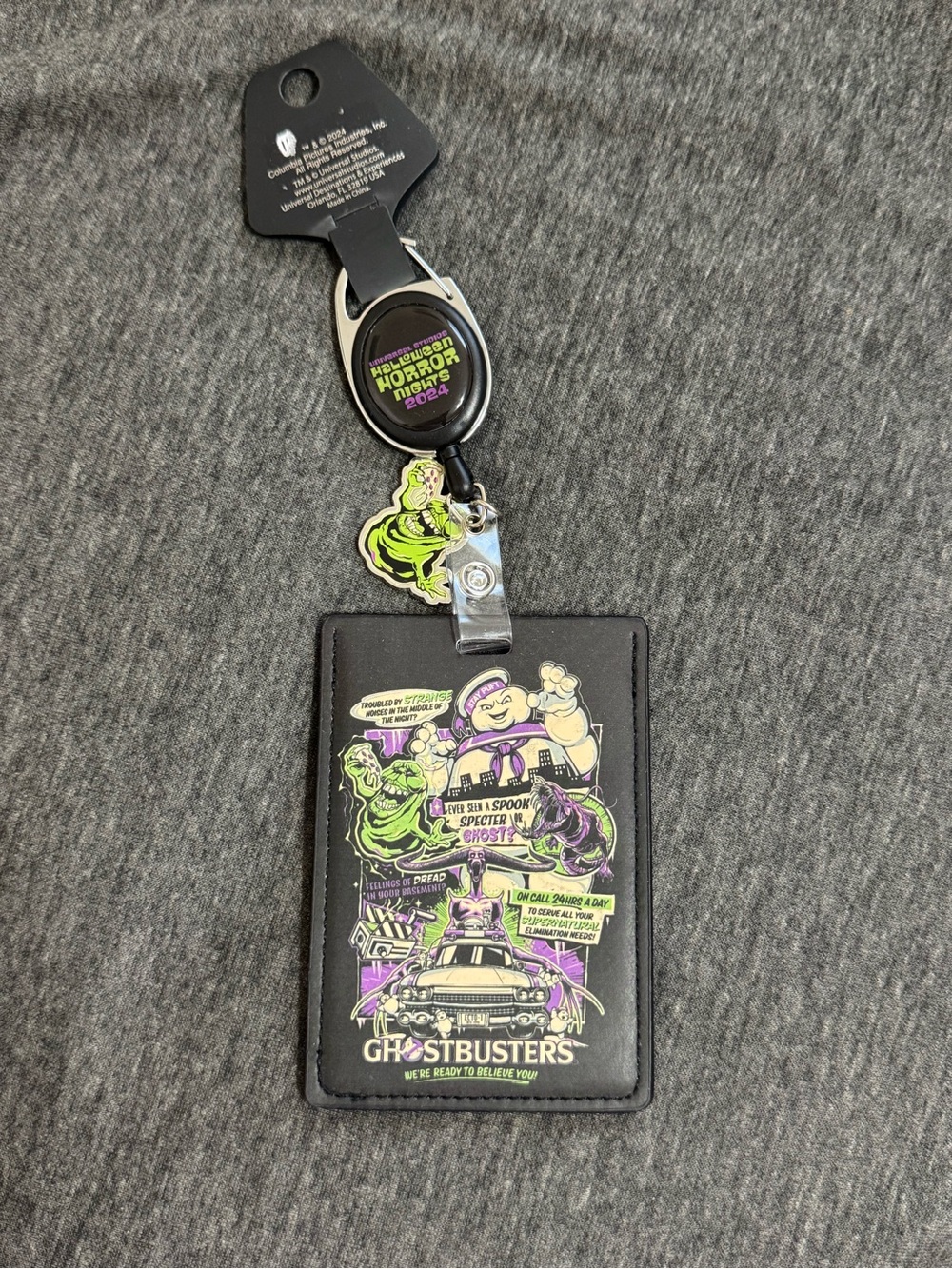 Universal Studios HHN 2025 Retractable ID Badge Ghost Busters Glows In Dark